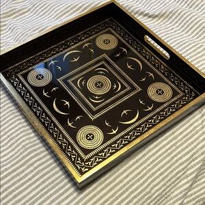 Decorative Black and Gold Serving Tray
